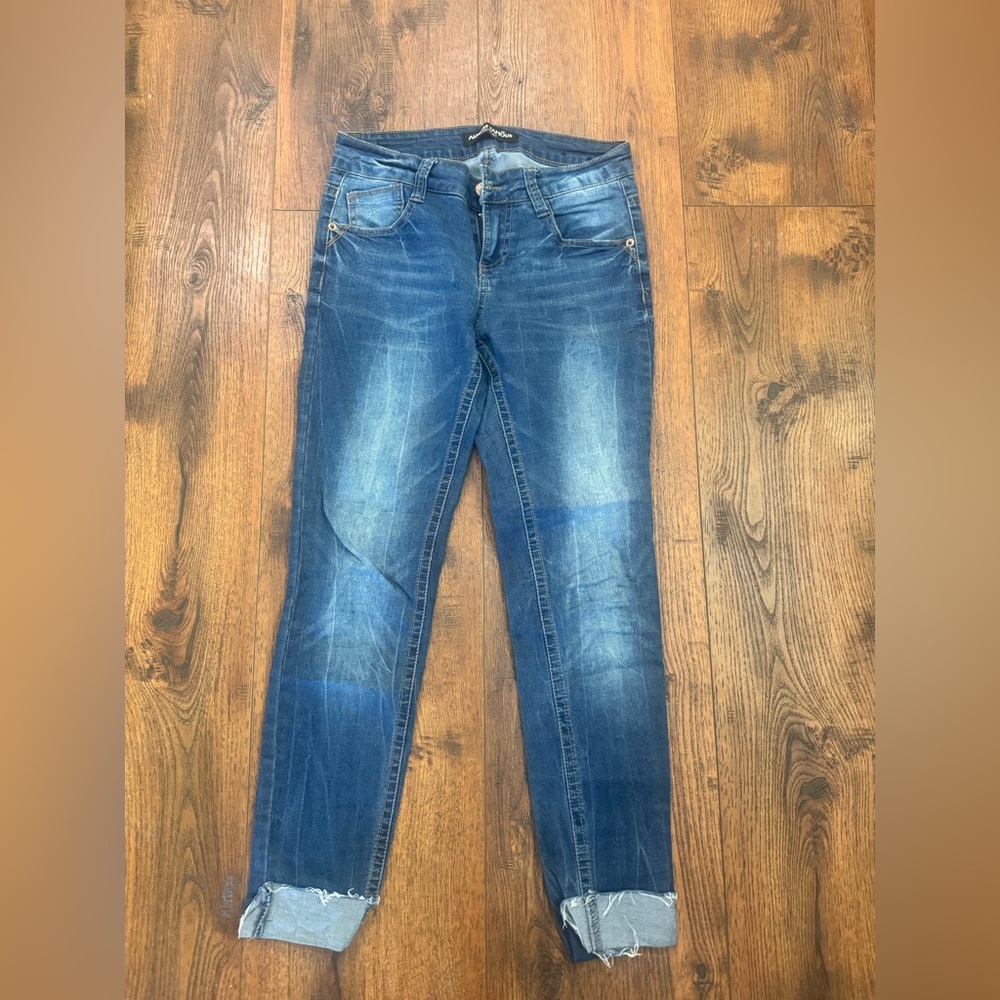 Almost Famous Blue Skinny cropped Jeans with Faded Effect